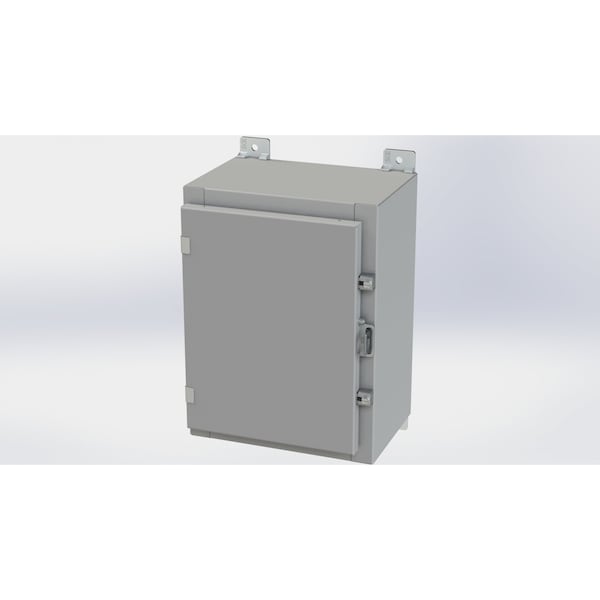 Clamps with Padlock Hasp Electrical Enclosures, 16 in H, 8 in D, 12 in W, NEMA 4, Carbon Steel